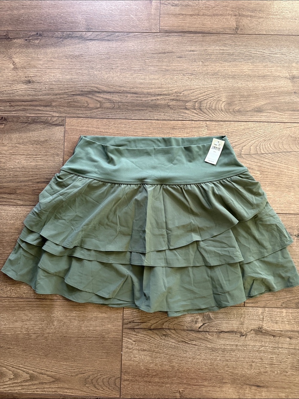 Aerie Offline Women's Ruffled Tiered Skirt - Olive Green Large